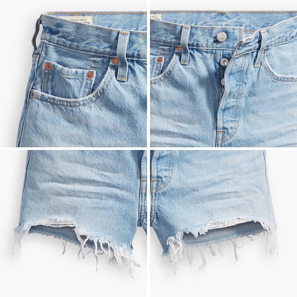 Levis 女款 501 排扣牛仔短褲 淺藍水洗 56327-0086🔥-細節圖2