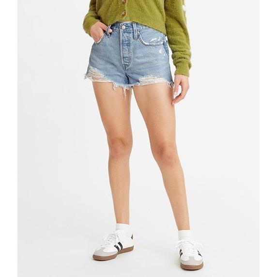 Levis 女款 501 排扣牛仔短褲 淺藍水洗 56327-0241-細節圖7