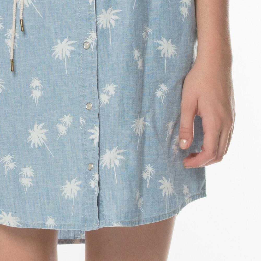 Levis 女款 無袖牛仔洋裝 連身裙 淺藍水洗 棕櫚樹印花 23493-0011🔥-細節圖3