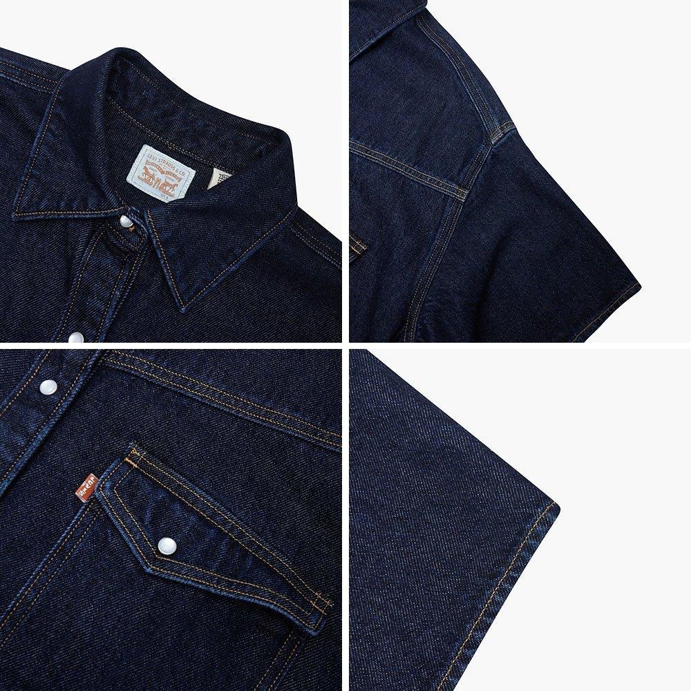 Levis 女款 牛仔洋裝 原色深藍 質感珍珠釦 A3344-0000-細節圖2