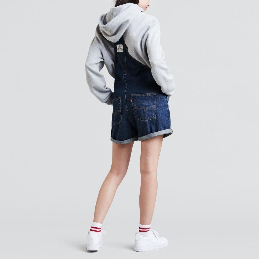 Levis 女款 吊帶褲 牛仔短褲 深藍水洗 52333-0000🔥-細節圖6