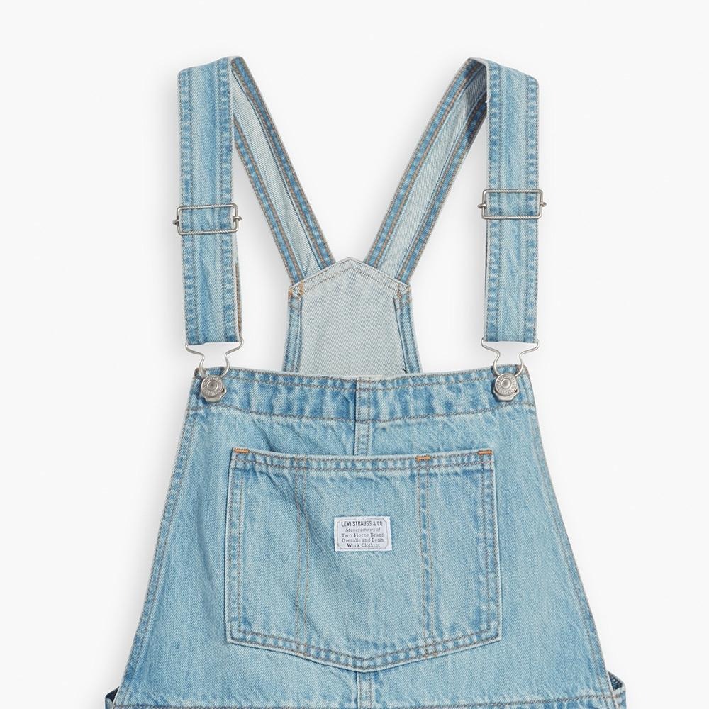 Levis 女款 吊帶短褲 牛仔短褲 淺藍復古水洗 52333-0030🔥-細節圖2