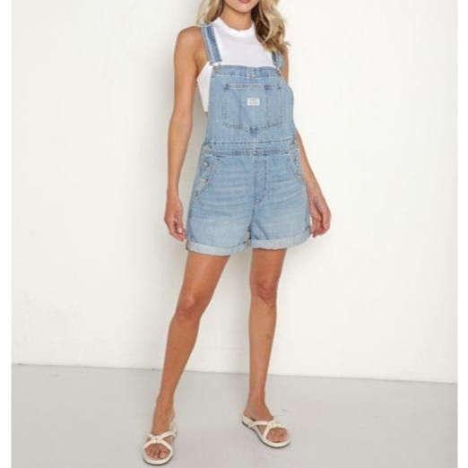 Levis 女款 吊帶短褲 牛仔短褲 淺藍復古水洗 52333-0030🔥-細節圖7