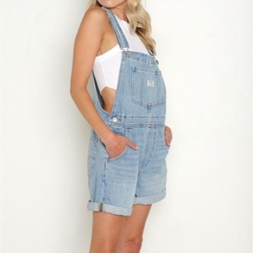 Levis 女款 吊帶短褲 牛仔短褲 淺藍復古水洗 52333-0030🔥-細節圖8