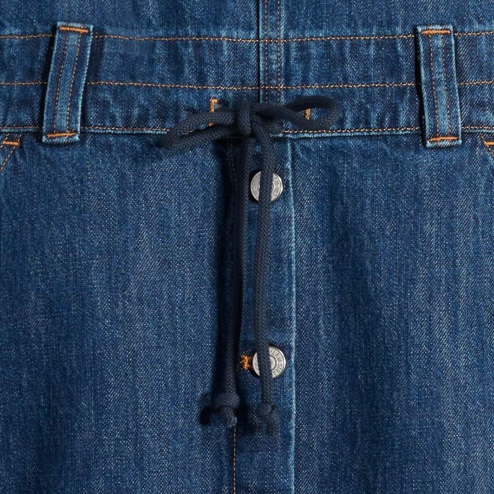Levis 女款 高腰全排釦吊帶牛仔長裙 精工深藍染水洗 A4598-0000🔥-細節圖2