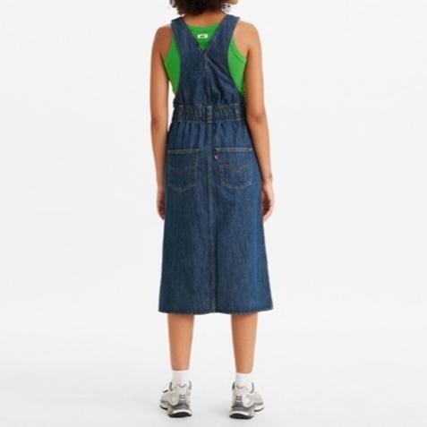 Levis 女款 高腰全排釦吊帶牛仔長裙 精工深藍染水洗 A4598-0000🔥-細節圖9