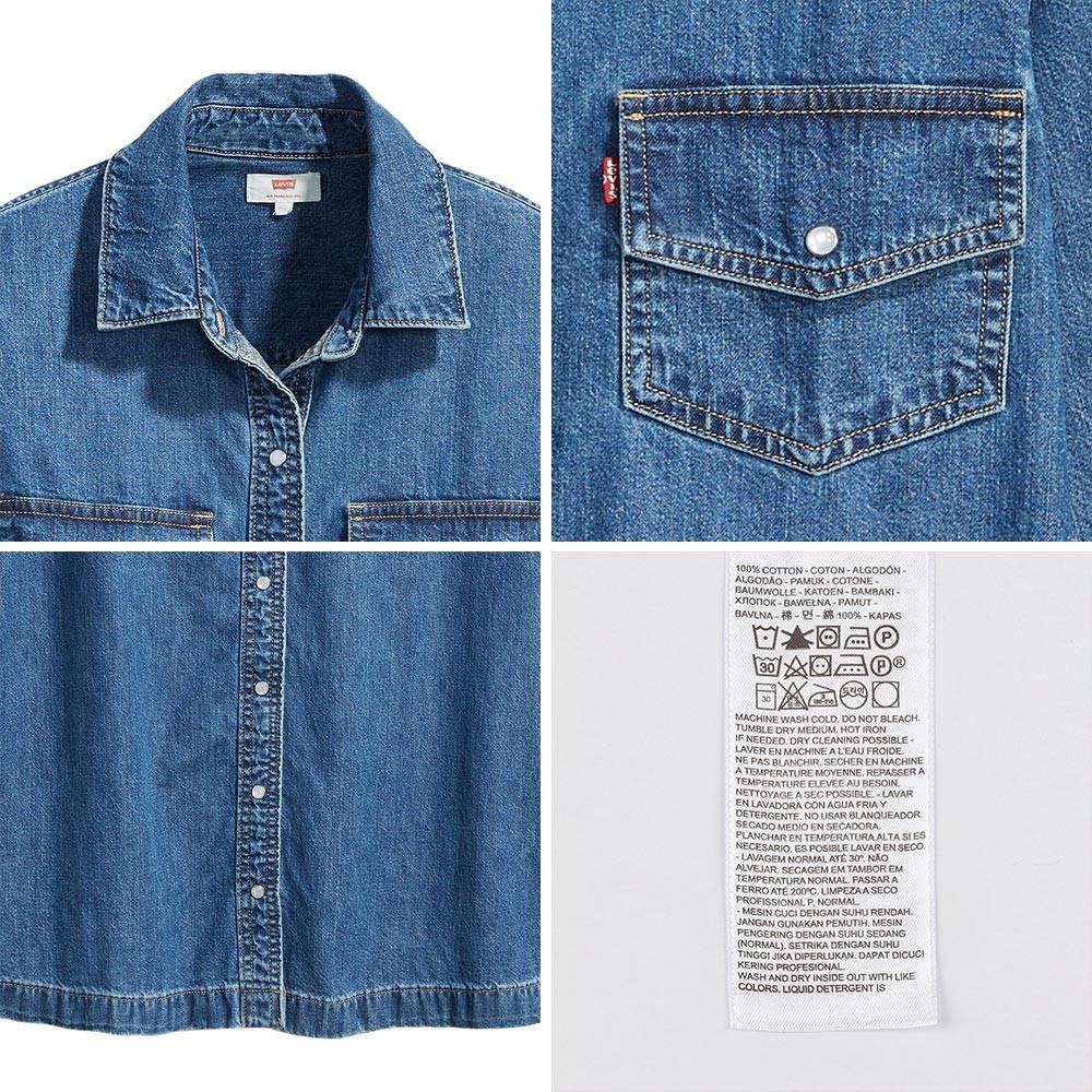 Levis 女款 牛仔洋裝 精工中藍染水洗 高質感珍珠釦 85793-0000-細節圖4