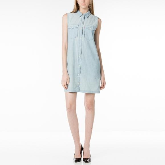 Levis 女款 無袖牛仔洋裙 水洗刷白 輕磅丹寧 29680-0001🔥-細節圖8