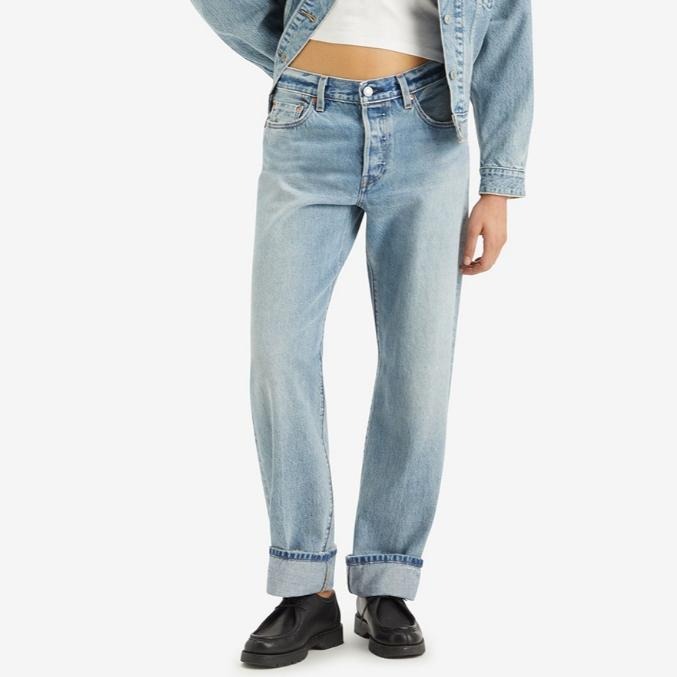 Levis 女款 501 90＇s 高腰舒適直筒排扣牛仔褲 淺藍赤耳 A1959-0050-細節圖2