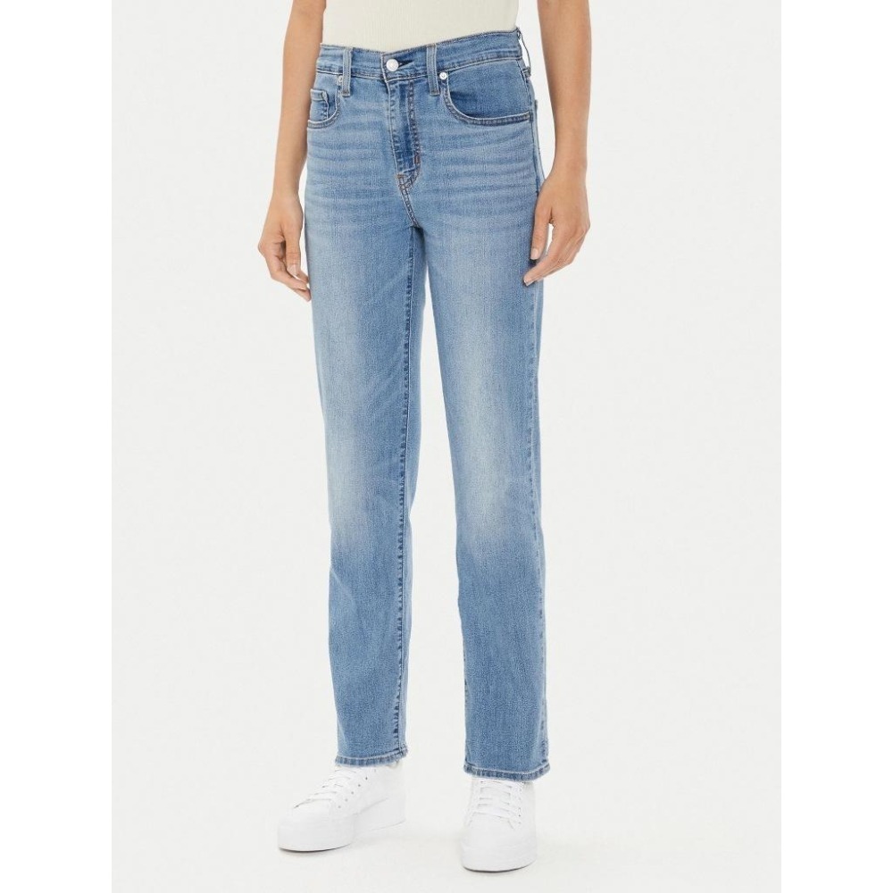 Levis 女款 724 直筒牛仔褲 淺藍水洗 涼感丹寧 18883-0269-細節圖3
