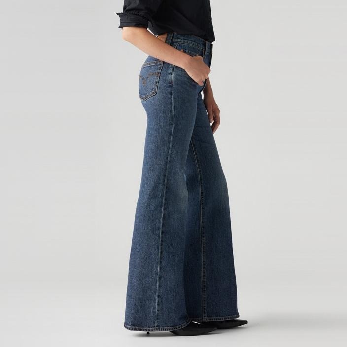 Levis 女款 Ribcage Bells 超高腰喇叭牛仔褲 深藍水洗 A7503-0019-細節圖8
