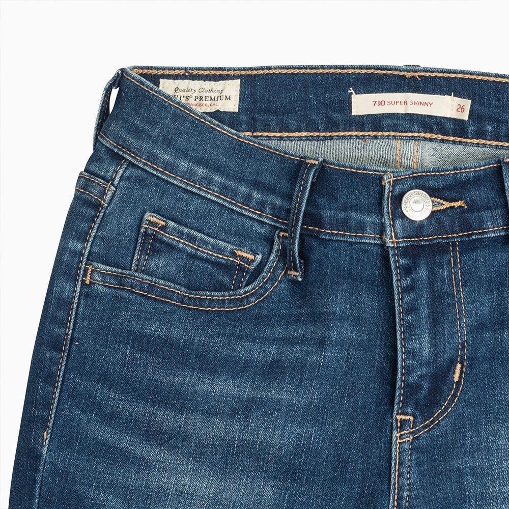 Levis 女款 710 超緊身窄管牛仔褲 深藍破壞補丁 17778-0249🔥-細節圖3