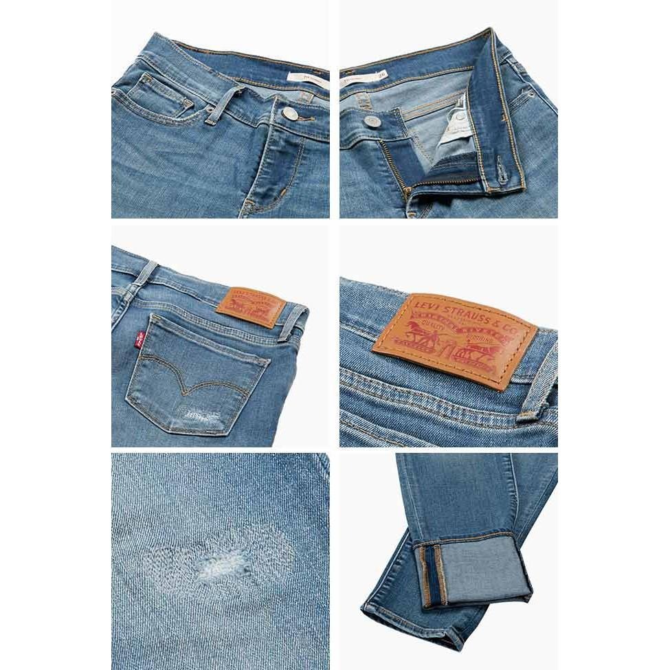 Levis 女款 711 緊身窄管牛仔褲 淺藍水洗 破壞補丁 19560-0154🔥-細節圖4