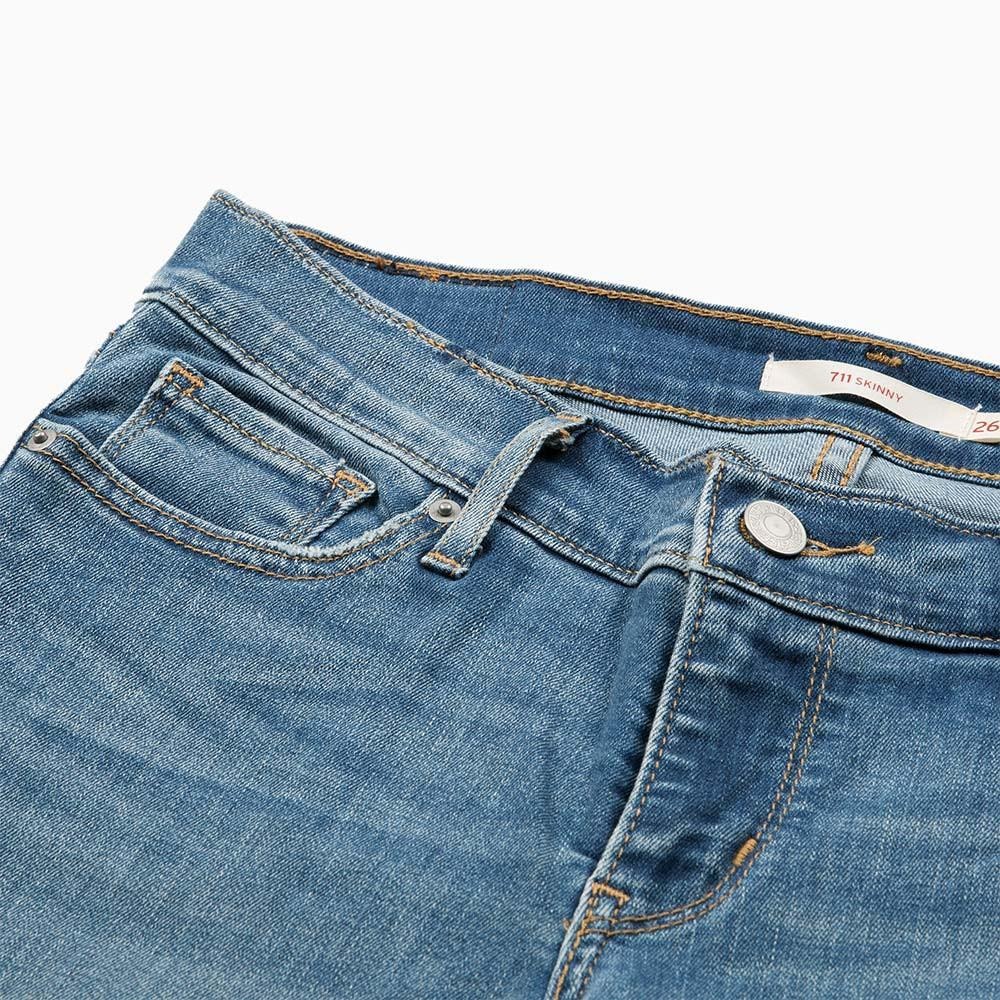 Levis 女款 711 緊身窄管牛仔褲 淺藍水洗 破壞補丁 19560-0154🔥-細節圖5