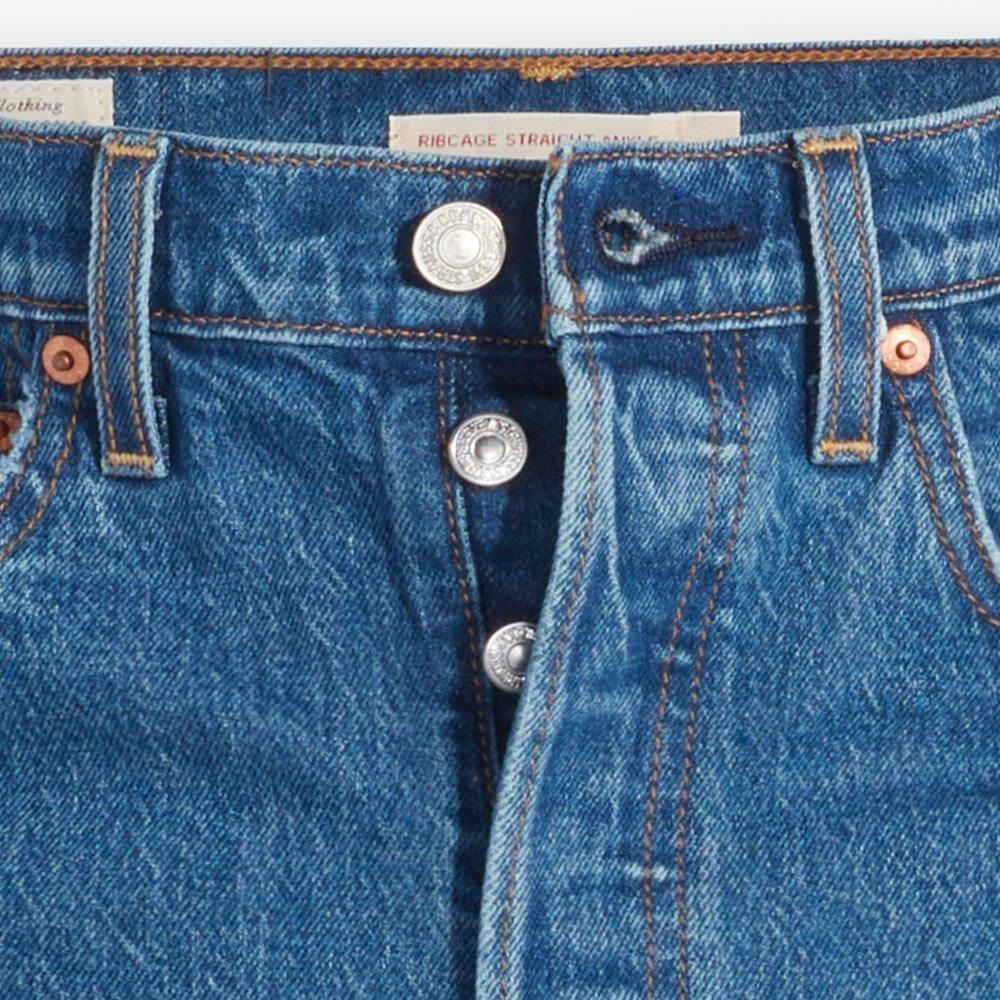 Levis 女款 Ribcage 復古排釦直筒牛仔褲 精工中藍染石洗 72693-0117🔥-細節圖2