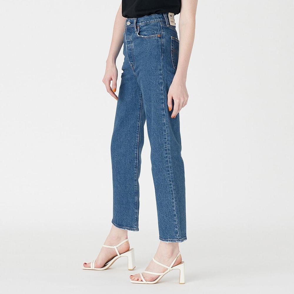 Levis 女款 Ribcage 復古排釦直筒牛仔褲 精工中藍染石洗 72693-0117🔥-細節圖8