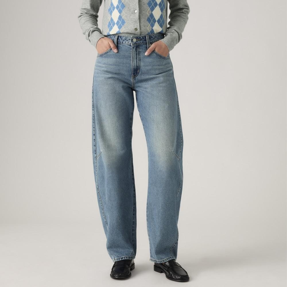 Levis 女款 Baggy Dad Barrel 錐形寬鬆牛仔褲 淺藍水洗 0039A-0002-細節圖5
