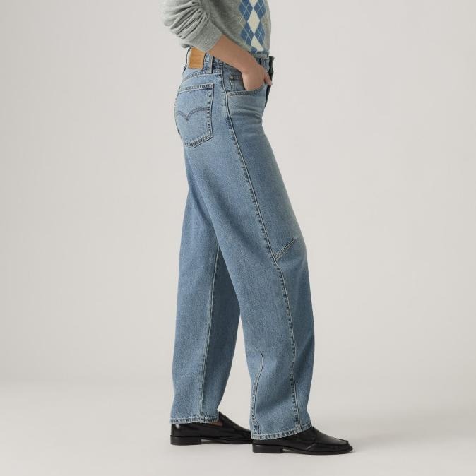 Levis 女款 Baggy Dad Barrel 錐形寬鬆牛仔褲 淺藍水洗 0039A-0002-細節圖6