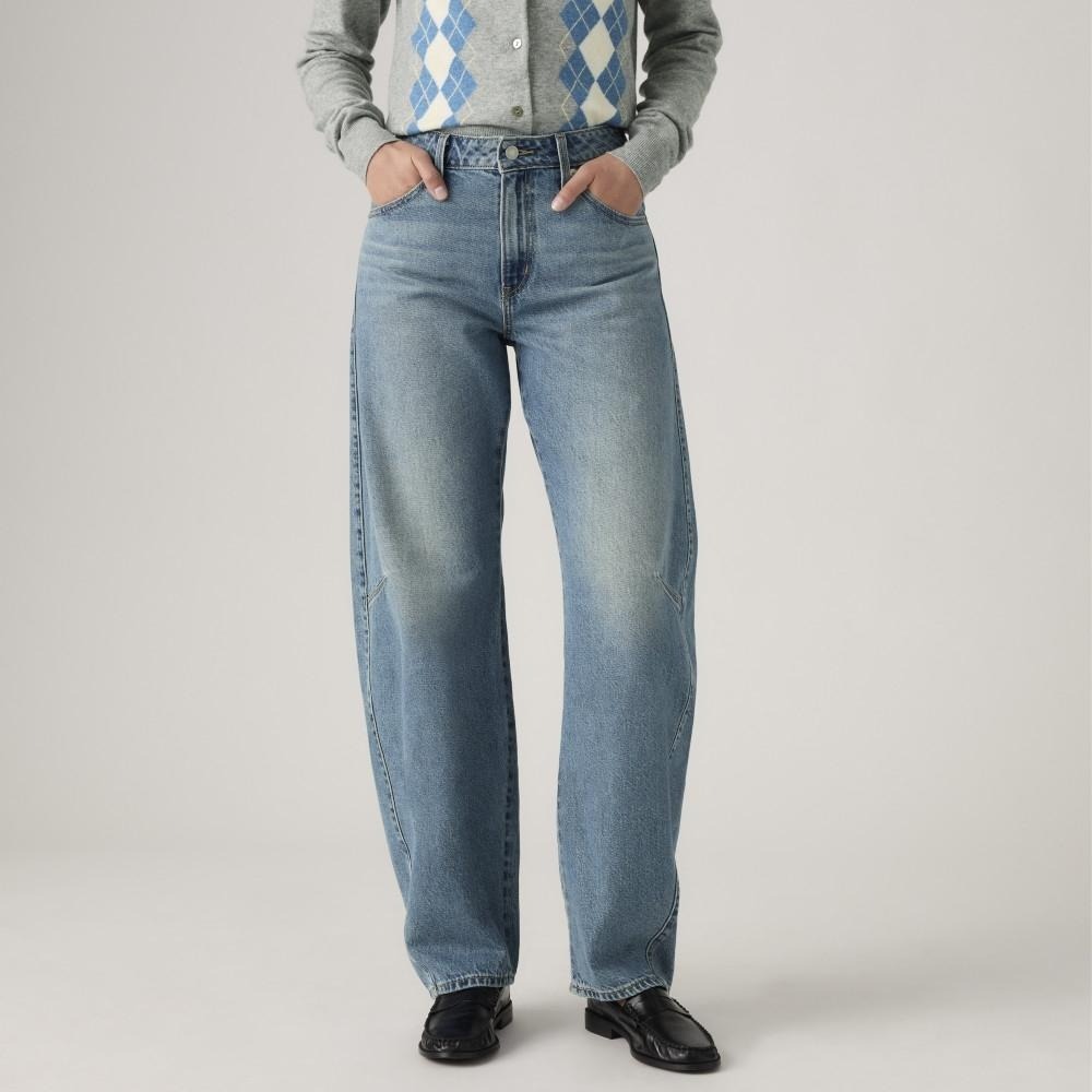 Levis 女款 Baggy Dad Barrel 錐形寬鬆牛仔褲 淺藍水洗 0039A-0002-細節圖5