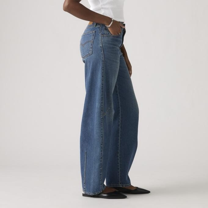 Levis 女款 Baggy Dad Barrel 錐形寬鬆牛仔褲 深藍水洗 0039A-0001-細節圖6