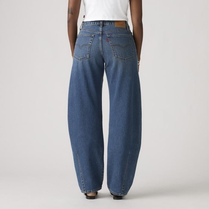 Levis 女款 Baggy Dad Barrel 錐形寬鬆牛仔褲 深藍水洗 0039A-0001-細節圖7
