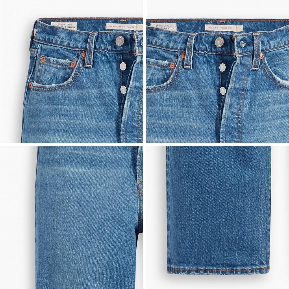 Levis 女款 Ribcage 復古排釦直筒牛仔褲 精工輕藍染刷白 72693-0099🔥-細節圖2