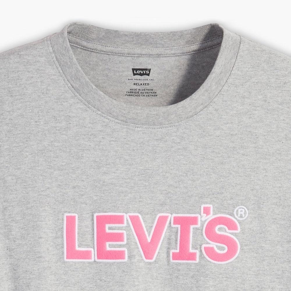 Levis 男款 短袖T恤 粉紅布章Logo 灰 16143-1072🔥-細節圖2
