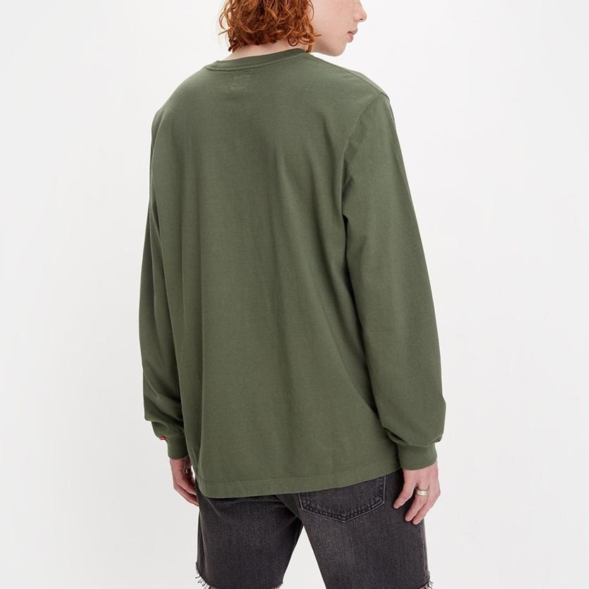 Levis 男款 長袖T恤 精工漂染工藝 刺繡Logo 麝香綠 A0642-0028-細節圖7