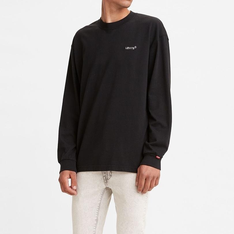 Levis 男款 長袖T恤 精工刺繡Logo 魚子黑 A0642-0001-細節圖7