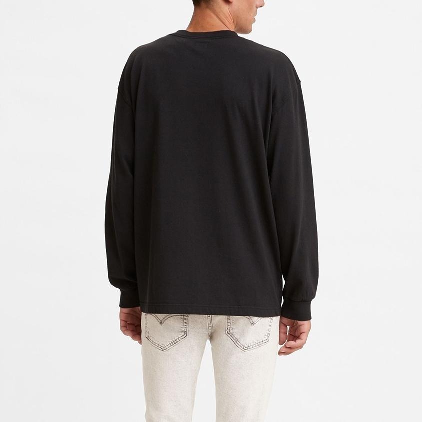 Levis 男款 長袖T恤 精工刺繡Logo 魚子黑 A0642-0001-細節圖8