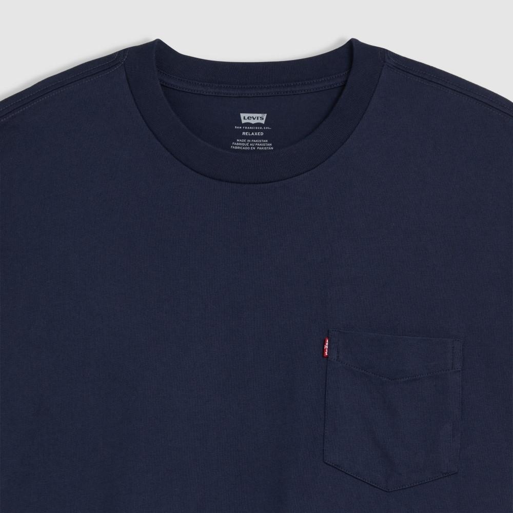 Levis 男款 短袖T恤 胸前口袋 小紅旗標 深藍 A8605-0006-細節圖2
