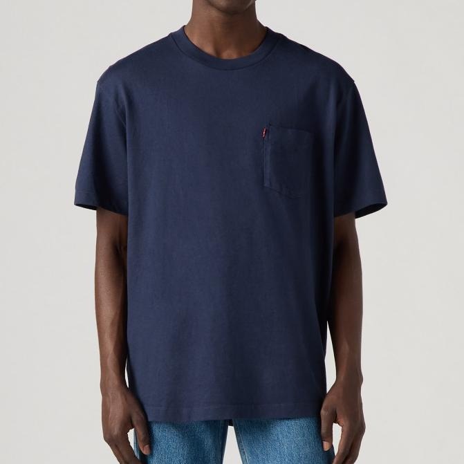 Levis 男款 短袖T恤 胸前口袋 小紅旗標 深藍 A8605-0006-細節圖5