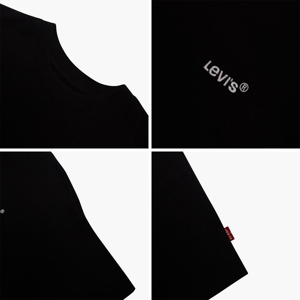 Levis 男款 短袖T恤 迷你刺繡摩登復古Logo 魚子黑 A0637-0001-細節圖5