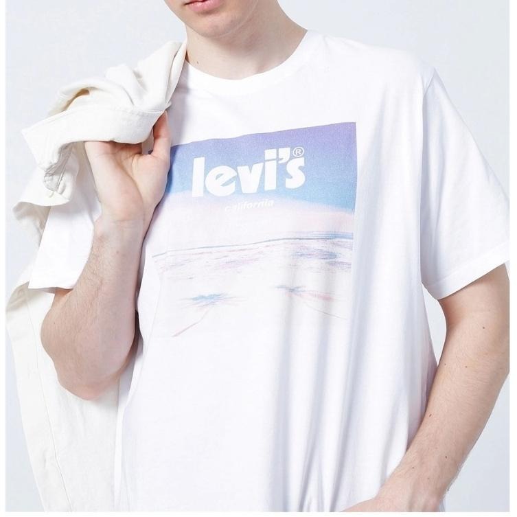 Levis 男款 短袖T恤 加州海灘風景印花 白 16143-0484🔥-細節圖5