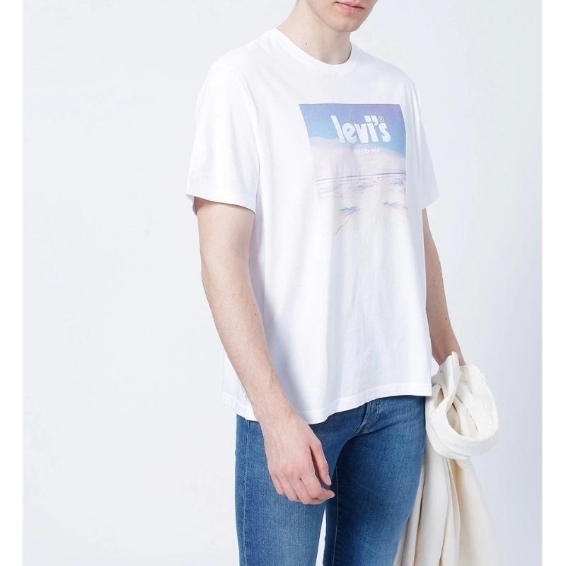 Levis 男款 短袖T恤 加州海灘風景印花 白 16143-0484🔥-細節圖6