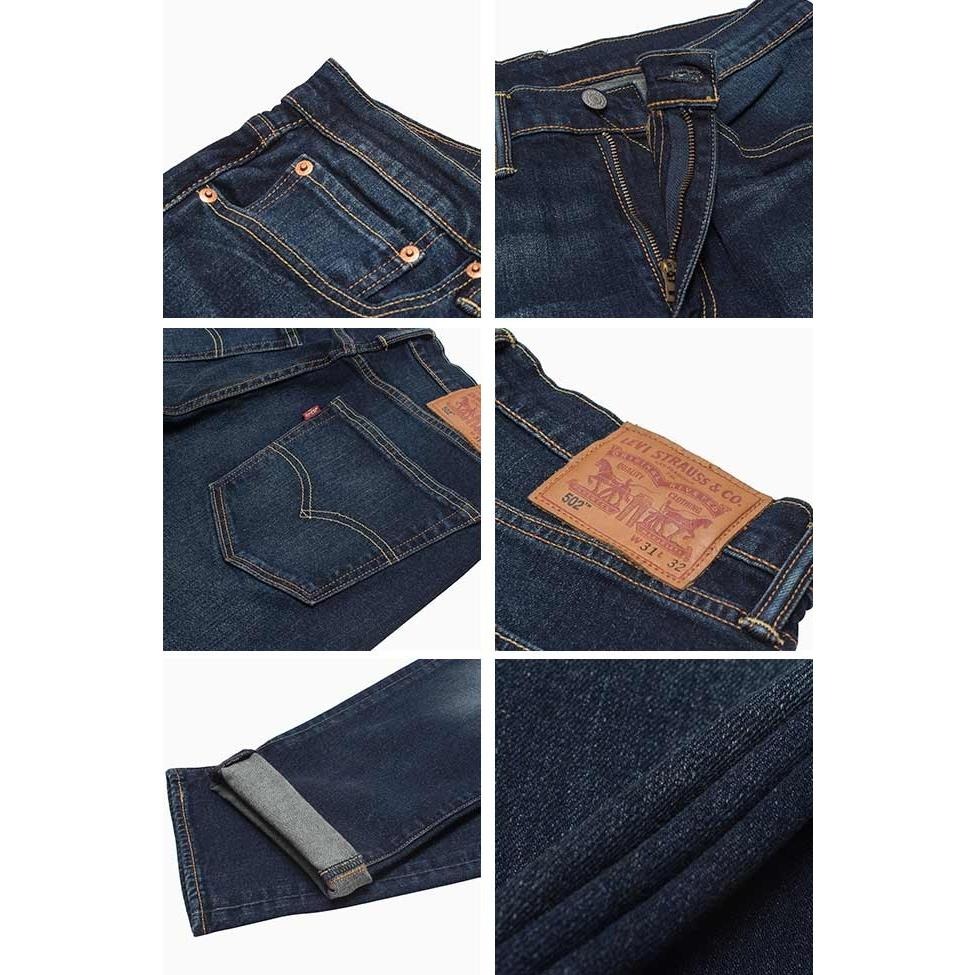 Levis 男款 502 舒適錐形窄管牛仔褲 深藍刷白 29507-0065-細節圖2
