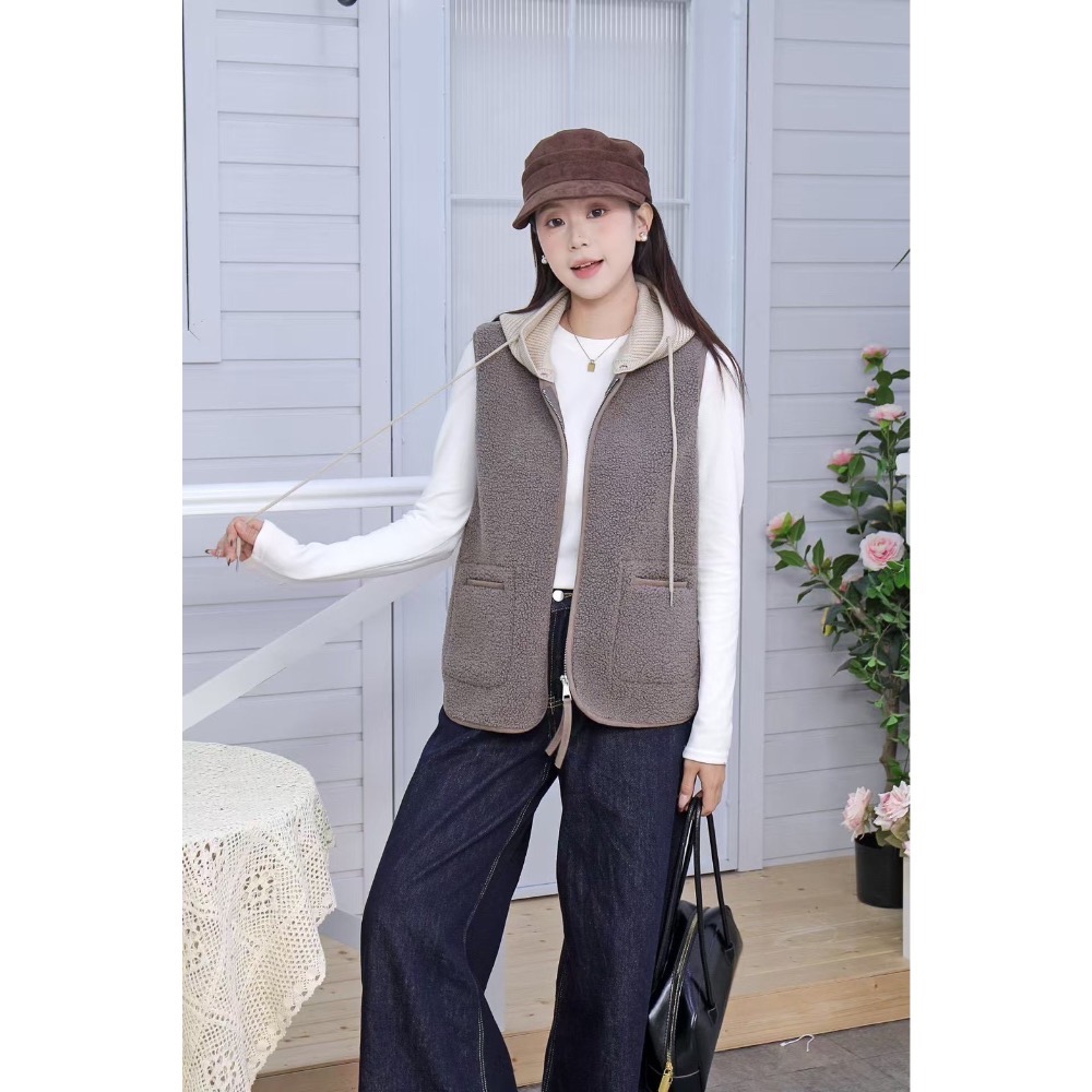 羊羔毛拉鍊背心-細節圖2