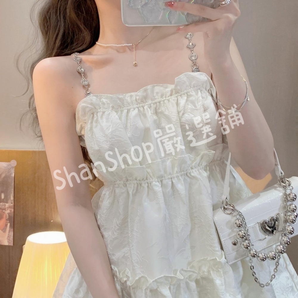 🎀清新甜美鍊條吊帶蓬蓬裙S~XXL-細節圖2