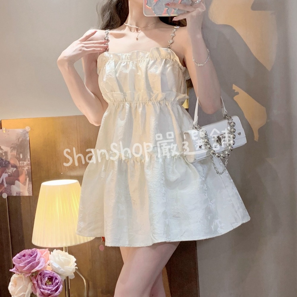 🎀清新甜美鍊條吊帶蓬蓬裙S~XXL-細節圖3